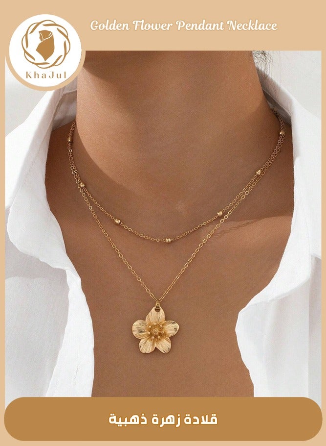 خاجول قلادة الزهور النسائية قلادة الزهور ذات الطبقات الزهرية قلادة الزهور الشخصية العصرية - Image 1