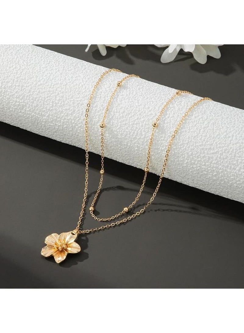 خاجول قلادة الزهور النسائية قلادة الزهور ذات الطبقات الزهرية قلادة الزهور الشخصية العصرية - Image 5
