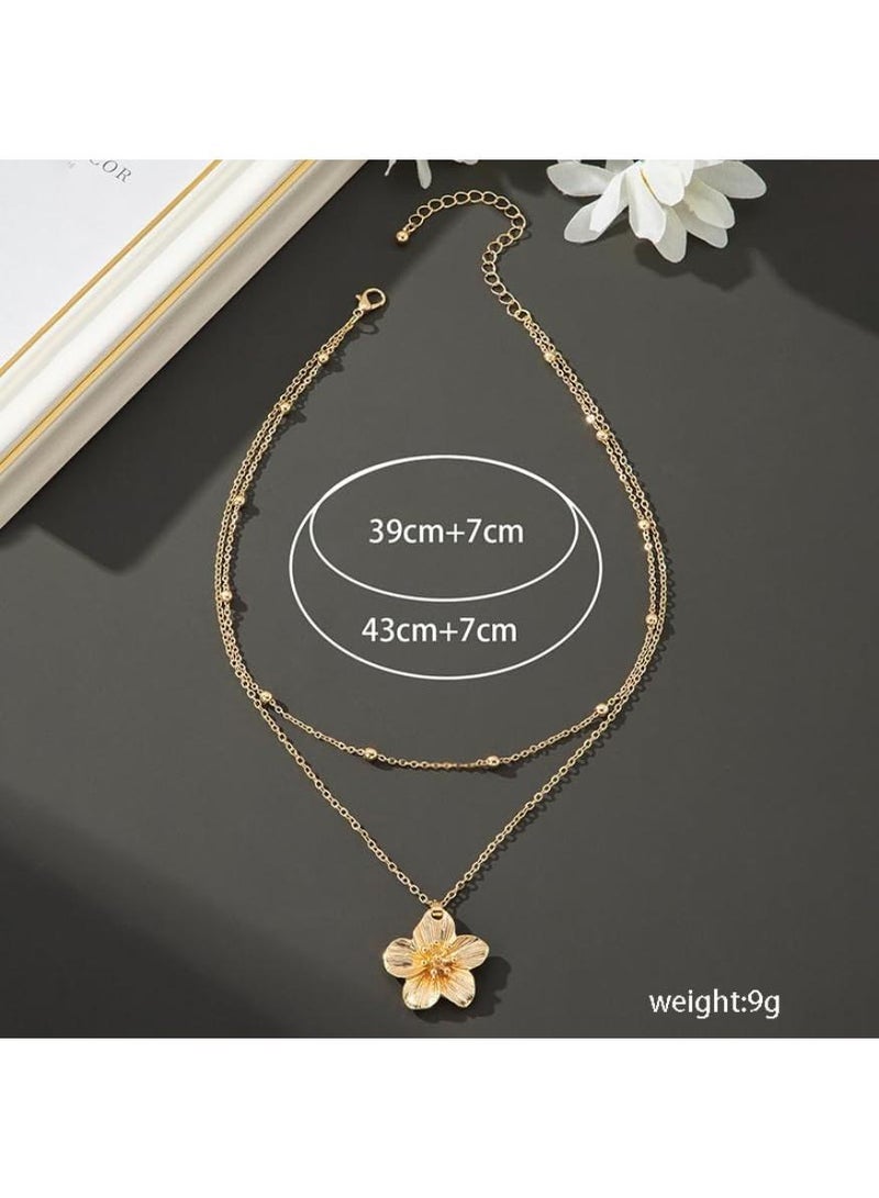 خاجول قلادة الزهور النسائية قلادة الزهور ذات الطبقات الزهرية قلادة الزهور الشخصية العصرية - Image 2