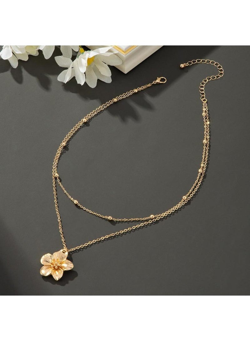 خاجول قلادة الزهور النسائية قلادة الزهور ذات الطبقات الزهرية قلادة الزهور الشخصية العصرية - Image 3