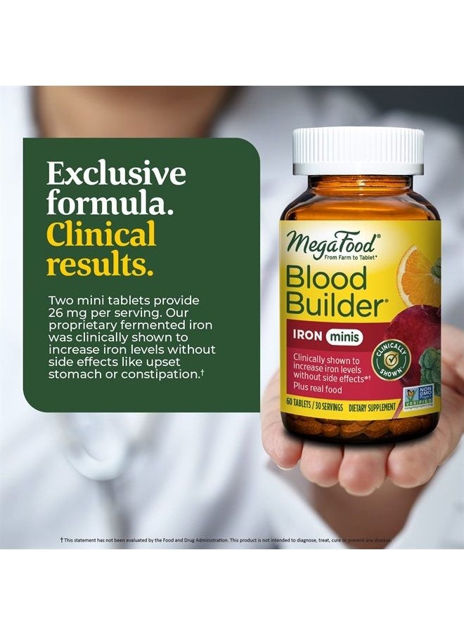 MegaFood - Blood Builder Minis - Iron Supplement Clinically Shown to Increase Iron Levels Without Side Effects - with Vitamins C and B12 and Folic Acid - Vegan - 60 Tablets (30 Servings) - Image 1