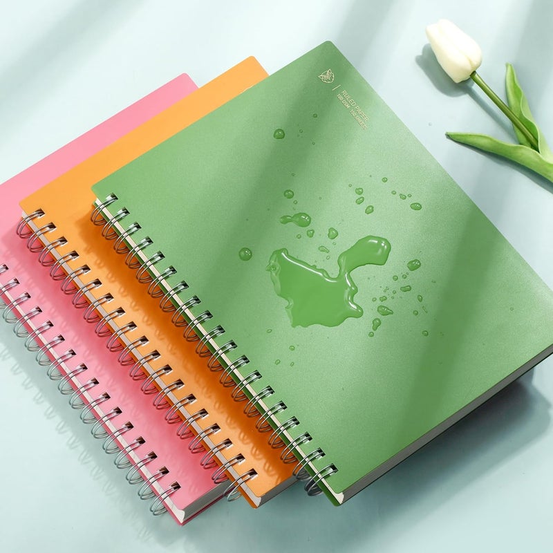 دفتر ملاحظات من نوع EMSHOI B5 على شكل حلزوني، مزود بخطوط، مقاس كبير 7.48" × 10.15"، 300 صفحة/150 ورقة، ورق سميك بوزن 100 جرام، غلاف مقوى مقاوم للماء، مناسب للكتابة في المكتب والمدرسة، اللون الأخضر - Image 4