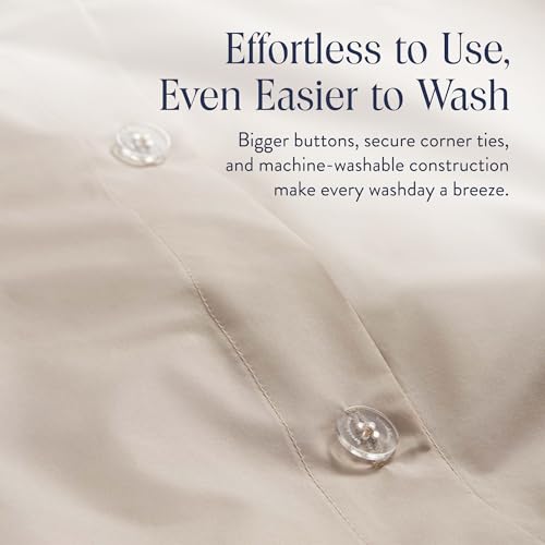 Brooklinen Luxury Percale Duvet Cover – 100% Cotton, Cool, Crisp, Extra-Long Corner Ties, Button Closure, Soft & Breathable – Machine Washable, Duvet Cover King/California King Bed Sizes (Pebble) - Image 5