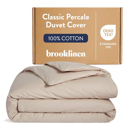 Brooklinen Luxury Percale Duvet Cover – 100% Cotton, Cool, Crisp, Extra-Long Corner Ties, Button Closure, Soft & Breathable – Machine Washable, Duvet Cover King/California King Bed Sizes (Pebble) - Image 1