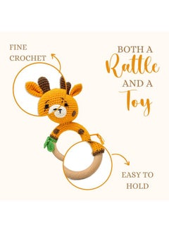 Happy Threads Happy Threads, Crochet Giraffe Rattle for Newborn,Babies, Soft Handmade Rattle Toys for Kids, Childsafe (BIS Certified)  - Image 2