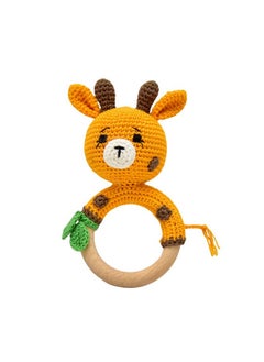 Happy Threads Happy Threads, Crochet Giraffe Rattle for Newborn,Babies, Soft Handmade Rattle Toys for Kids, Childsafe (BIS Certified)  - Image 1