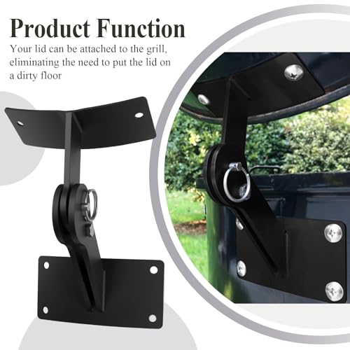 WFCYX Stainless Lid Hinge Kit Compatible with Weber Smokey Mountain Grill 18.5" & 22.5" Model, One Touch BBQ Quick Release - Let The Lid Connect to The Grill, Black - Image 4