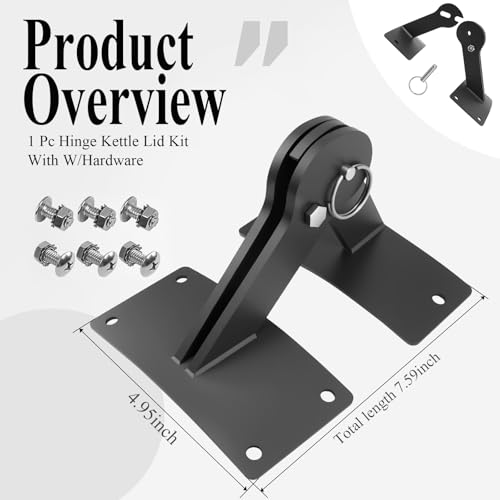WFCYX Stainless Lid Hinge Kit Compatible with Weber Smokey Mountain Grill 18.5" & 22.5" Model, One Touch BBQ Quick Release - Let The Lid Connect to The Grill, Black - Image 2
