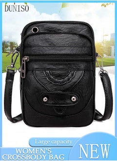 Compact Crossbody Bag for Women Mini Faux Leather Purse and Shoulder Bag Multifunction Soft Handbag With Detachable Strap and Headphone Hole For Phone