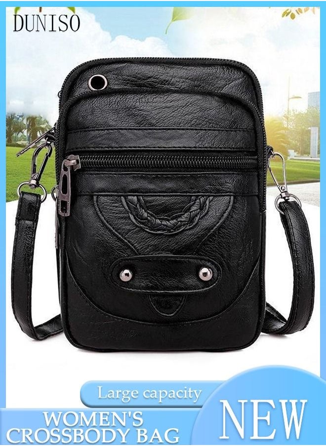 DUNISO - Compact Crossbody Bag for Women Mini Faux Leather Purse and Shoulder Bag Multifunction Soft Handbag With Detachable Strap and Headphone Hole For Phone - Image 1