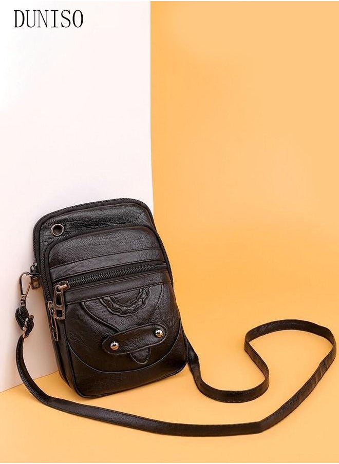 DUNISO - Compact Crossbody Bag for Women Mini Faux Leather Purse and Shoulder Bag Multifunction Soft Handbag With Detachable Strap and Headphone Hole For Phone - Image 1