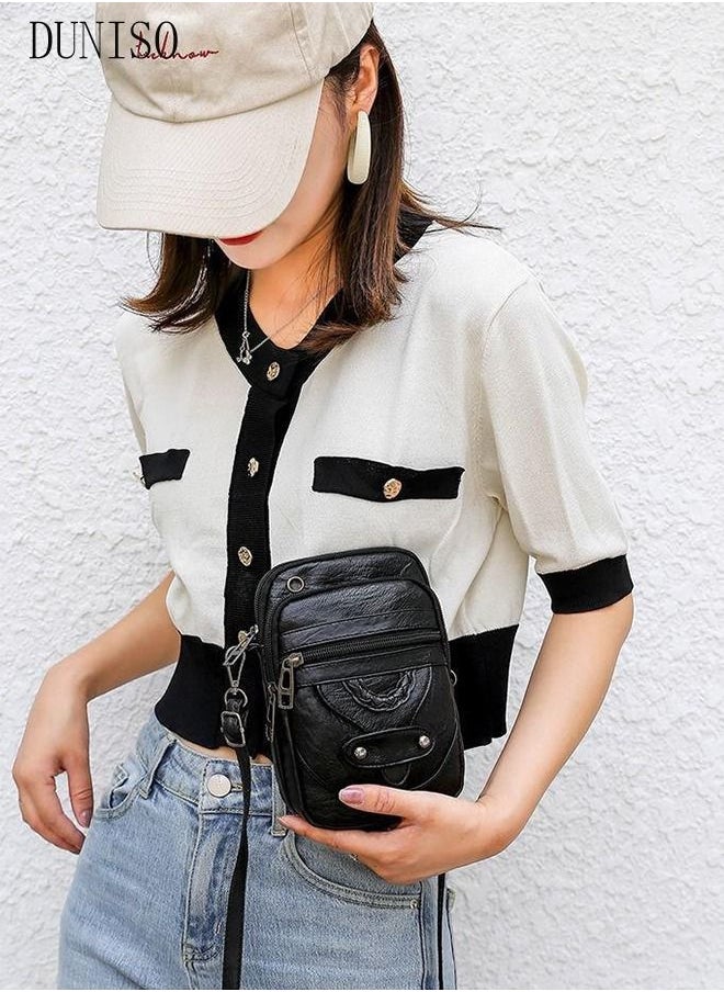 DUNISO - Compact Crossbody Bag for Women Mini Faux Leather Purse and Shoulder Bag Multifunction Soft Handbag With Detachable Strap and Headphone Hole For Phone - Image 1