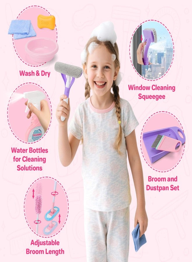 deAO Kids Cleaning Toy Set Toddler Broom and Cleaning Set 16 Pcs Kids' Toy Vacuum Cleaner Pretend Play Children House Cleaning Toys Birthday Gift for Girls and Boys - Image 4