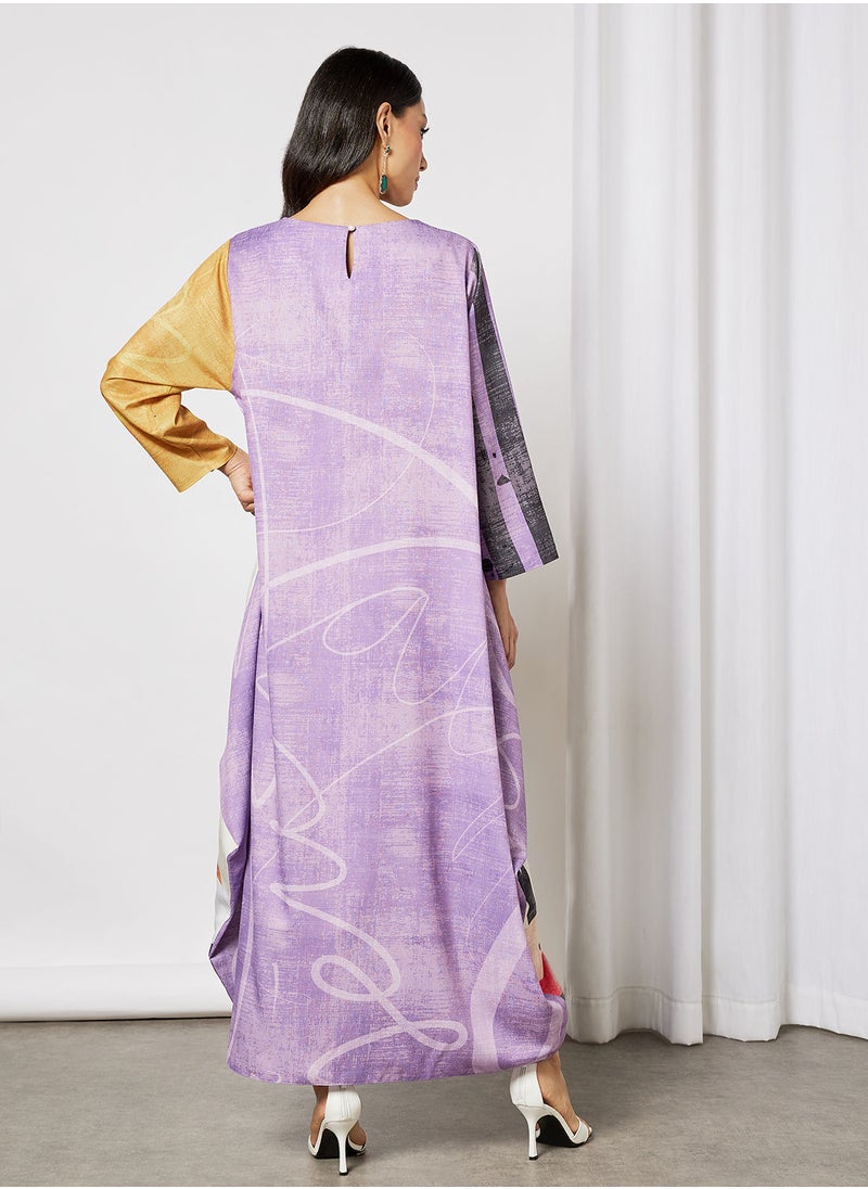 Thouq - Abstract Print Oversized Jalabiya - Image 1