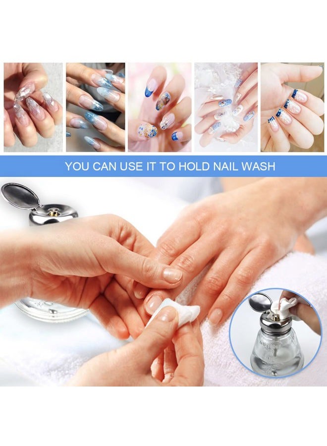 FERCAISH 150ml 1 Touch Clear Glass Bottle, Professional Clear Glass Pump Dispenser Bottle with Flip Top Top and Measuring Scales, for Nail Polish Remover, Alcohol or Other liquids - Image 4