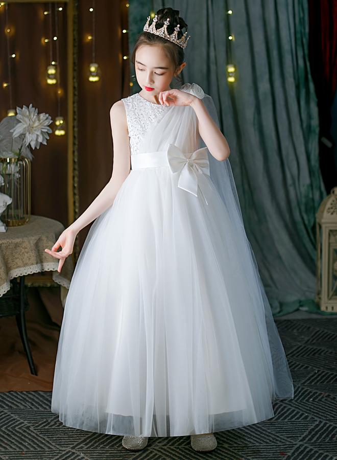 Take Two White Embellished Bow Detail Mesh Party Dress - Image 2