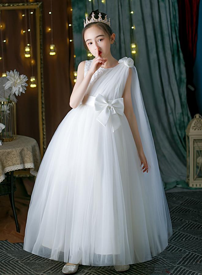 Take Two White Embellished Bow Detail Mesh Party Dress - Image 3