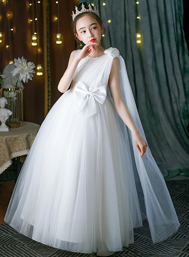 Take Two White Embellished Bow Detail Mesh Party Dress - Image 4