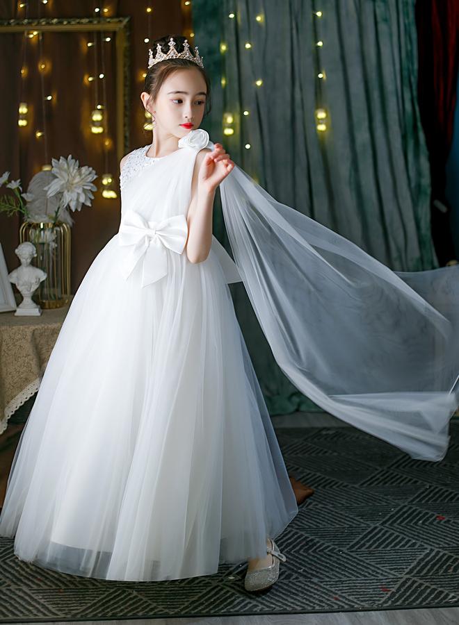 Take Two White Embellished Bow Detail Mesh Party Dress - Image 5