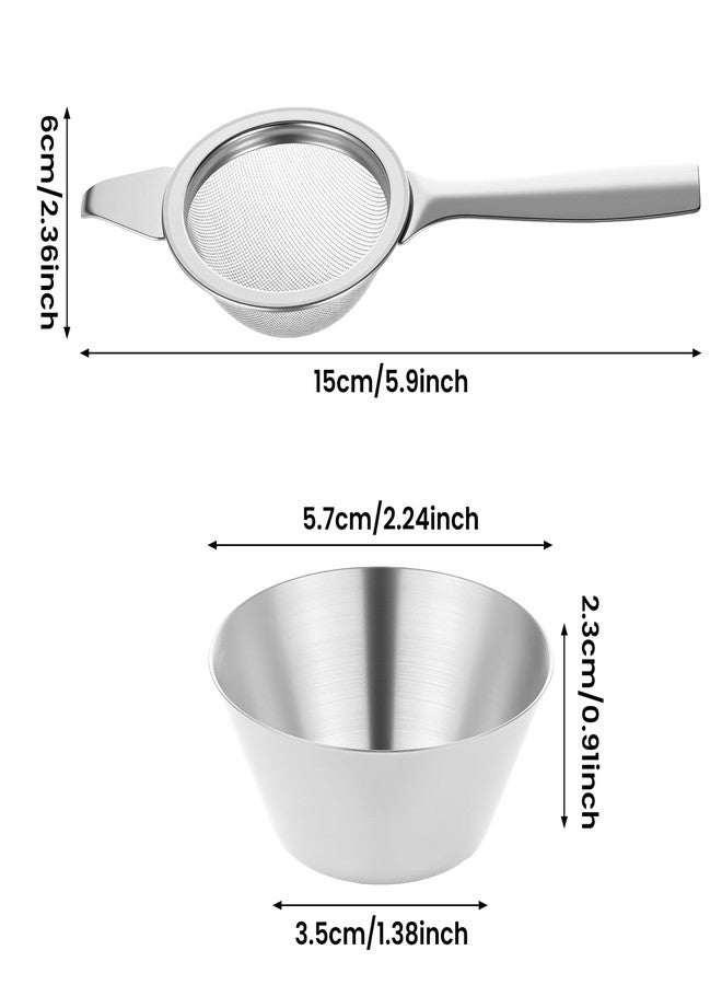 Alrhso 2.2" Matcha Sifter Mini Fine Mesh Strainers Small Tea Strainers Matcha Filter with Handle Metal Sieve Stainless Steel for Cocktail Loose Tea Coffee, Silver - Image 5