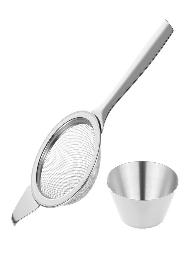 Alrhso 2.2" Matcha Sifter Mini Fine Mesh Strainers Small Tea Strainers Matcha Filter with Handle Metal Sieve Stainless Steel for Cocktail Loose Tea Coffee, Silver - Image 1