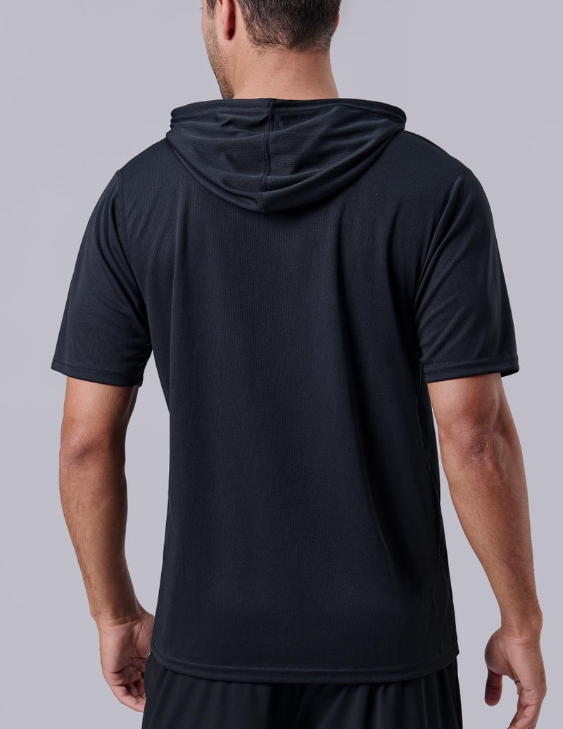 Liberty Pro 3 Pack: Men's Lightweight Short Sleeve Workout Hoodies, Athletic Dry Fit Hooded T Shirts for Gym Running (Set 1, Large) - Image 4