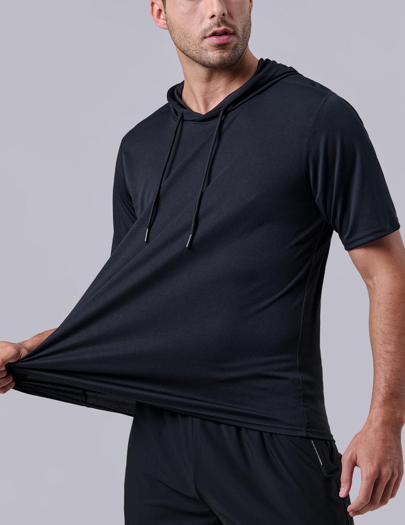 Liberty Pro 3 Pack: Men's Lightweight Short Sleeve Workout Hoodies, Athletic Dry Fit Hooded T Shirts for Gym Running (Set 1, Large) - Image 3