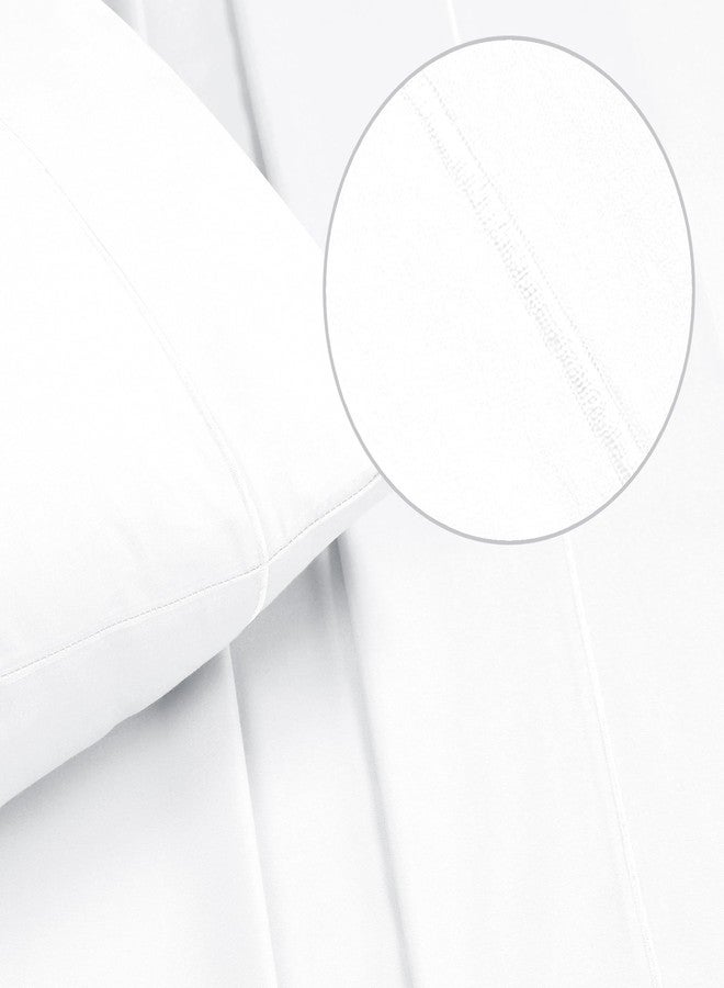 GLAMBURG Cotton Rich Queen Sheet Set - 4 Piece Deep Pocket Bedding Sets Queen with Marrowing - Ultra Soft, Wrinkle Resistant, Quick Dry, Easy Care Queen Sheets - White - Image 3