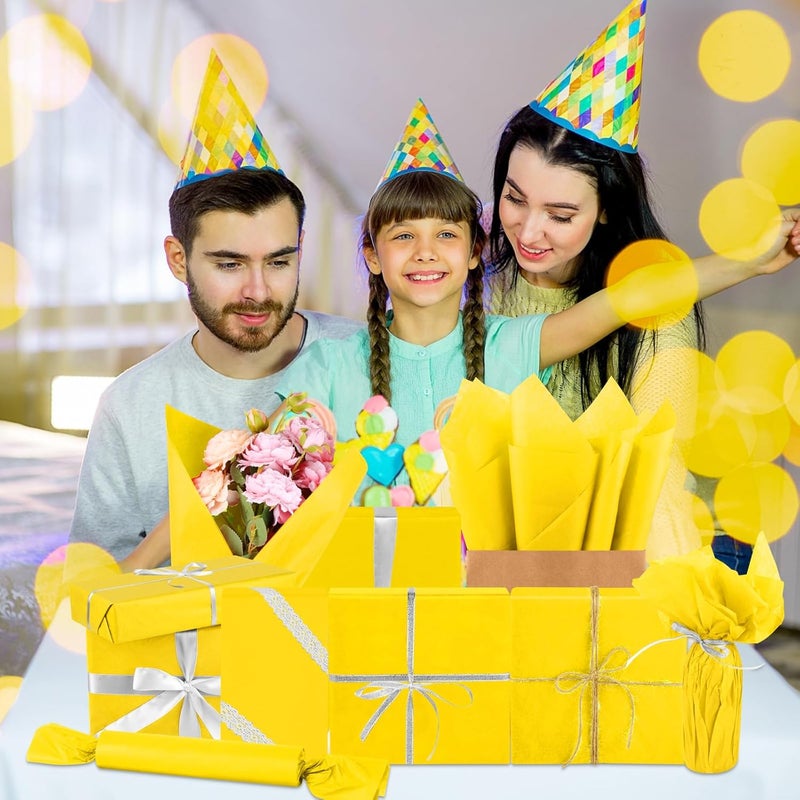 PLULON 60 Sheets Yellow Tissue Paper Bulk, Gift Wrapping Tissue Paper for Packaging 14 x 20 Inch Art Crafts for Gift Bags Decorative Floral Wedding Birthday Party Decor - Image 4