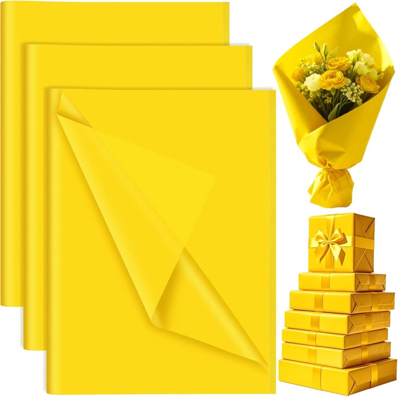 PLULON 60 Sheets Yellow Tissue Paper Bulk, Gift Wrapping Tissue Paper for Packaging 14 x 20 Inch Art Crafts for Gift Bags Decorative Floral Wedding Birthday Party Decor - Image 1