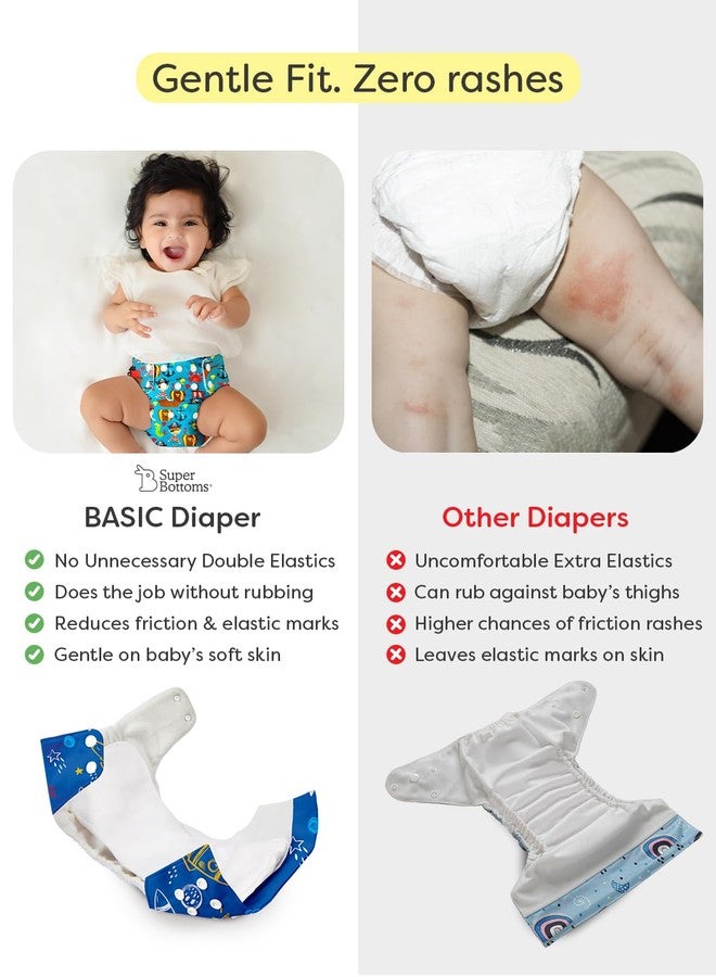 Superbottoms Basic Leakage-proof advanced cloth diapers for babies, High Absorbent 100% cotton 1 reusable diaper without soaker, washable cloth diaper 3M -3Years Adjustable, Reduces Rash - Image 4