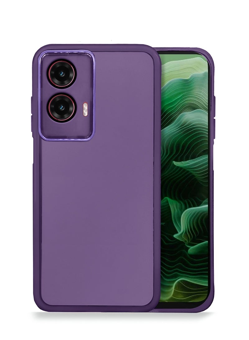 Wtech Motorola Moto G35 5G 2024 Soft Transparent TPU Silicone Ultra Thin Phone Stylish Electroplated Camera Border Back Case Cover - Eggplant Purple - Image 1