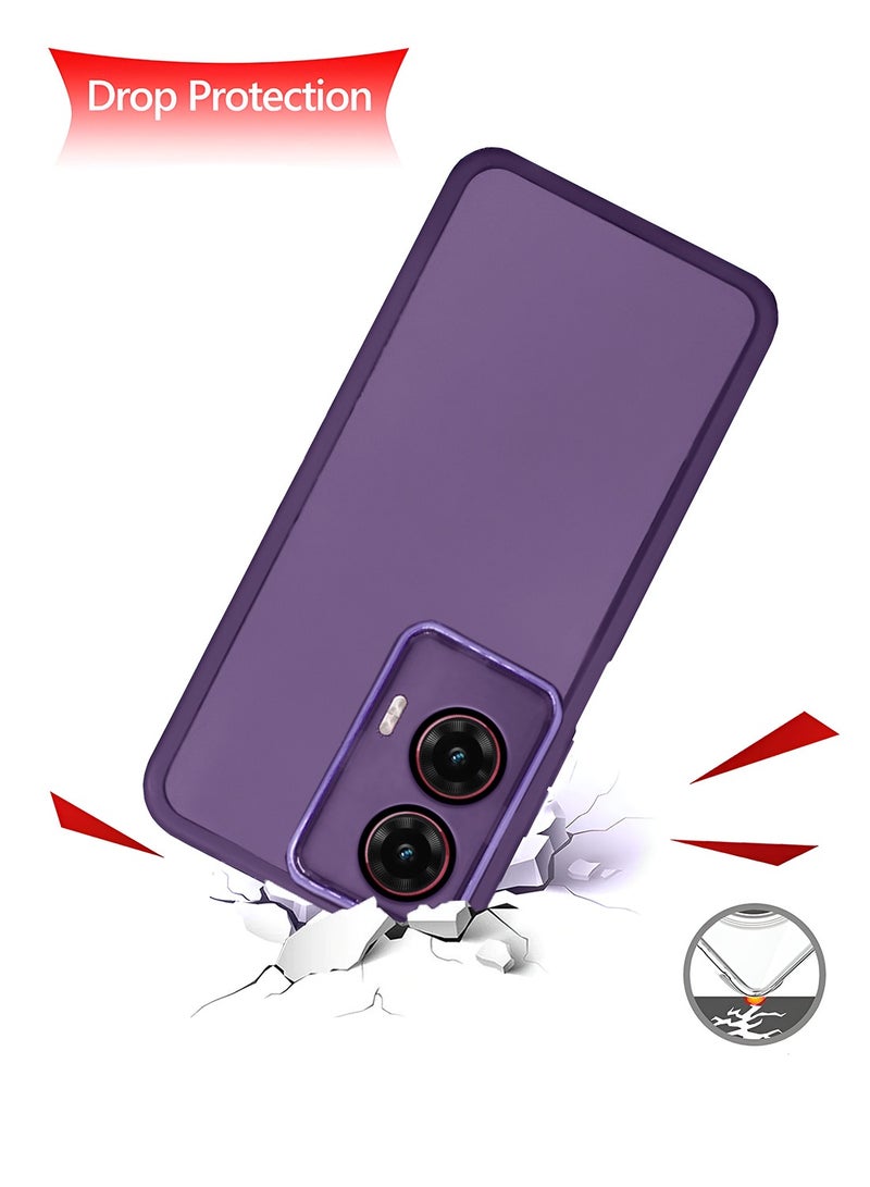 Wtech Motorola Moto G35 5G 2024 Soft Transparent TPU Silicone Ultra Thin Phone Stylish Electroplated Camera Border Back Case Cover - Eggplant Purple - Image 3