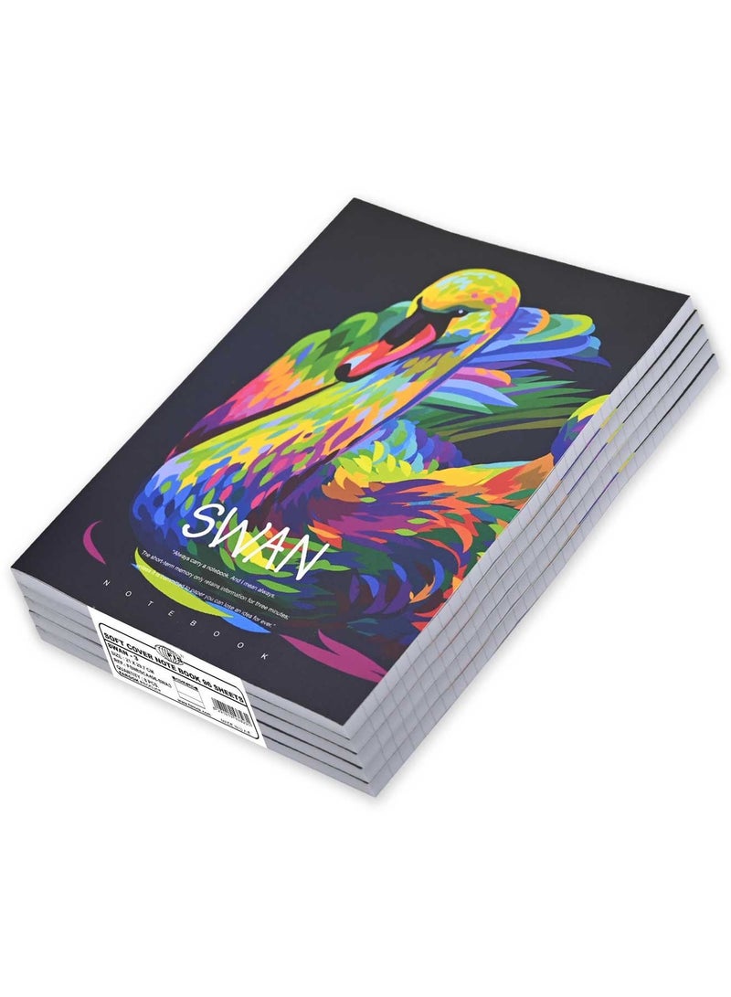 FIS 8 Pieces Soft Cover Notebook 96 Sheets A4 Swan Design - Image 1