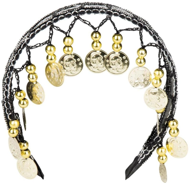 Vritraz Women's Chiffon Belly Dance Hip Scarf Waistband Belt Skirt with Ringy Golden Coins (Pack of 4) - Image 4