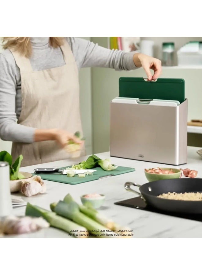Joseph Joseph Editions Folio Large Set Of 4 Piece Colour Coded Cutting Boards Chopping Boards With Storage Case Sage Green - Image 2