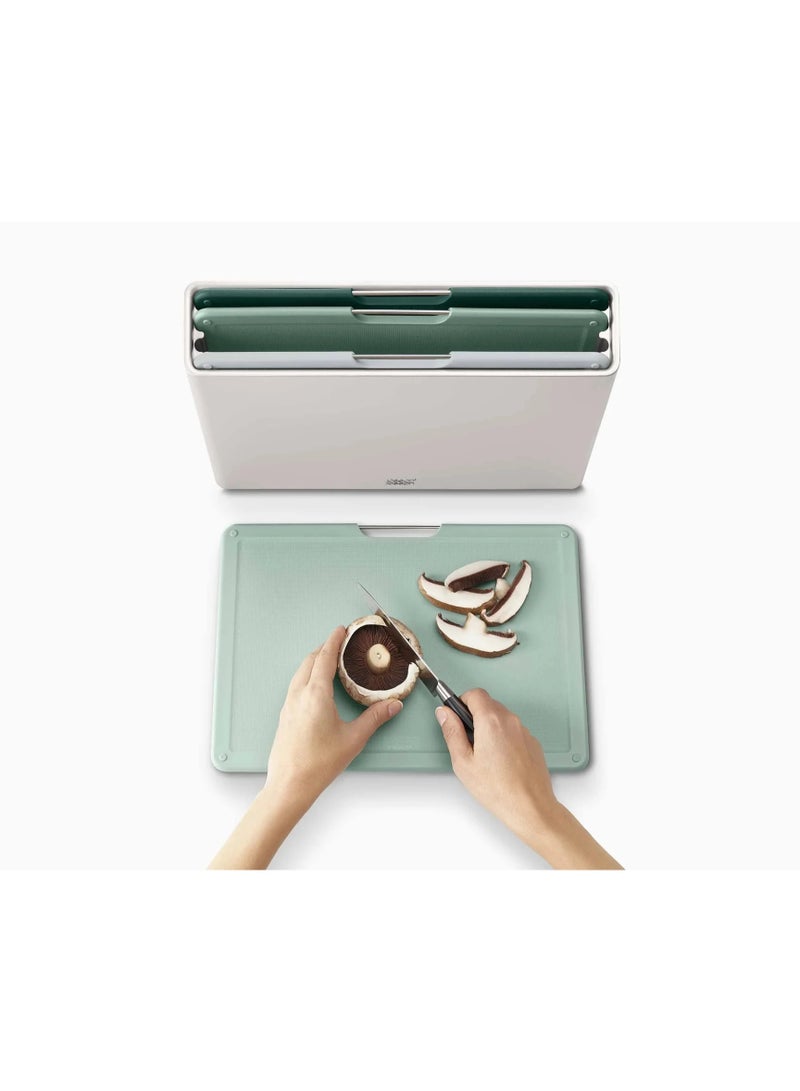 Joseph Joseph Editions Folio Large Set Of 4 Piece Colour Coded Cutting Boards Chopping Boards With Storage Case Sage Green - Image 5