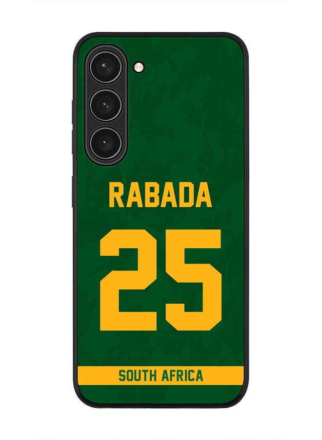 Stylizedd Rugged Black Edge Case for Samsung Galaxy S23+ 5G, Slim fit Soft Case Flexible thin Cover - Player Name - Kagiso Rabada, Jersey Number- 25 - Image 1