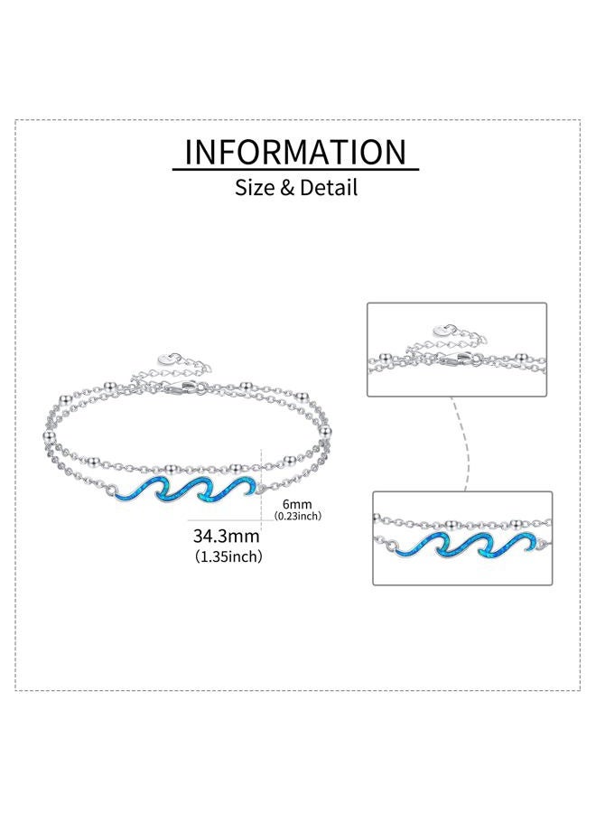 YFN Wave Anklet 925 Sterling Silver Ocean Wave Layered Anklet Wave Beads Ankle Bracelet Beach Jewelry for Women Girls - Image 4