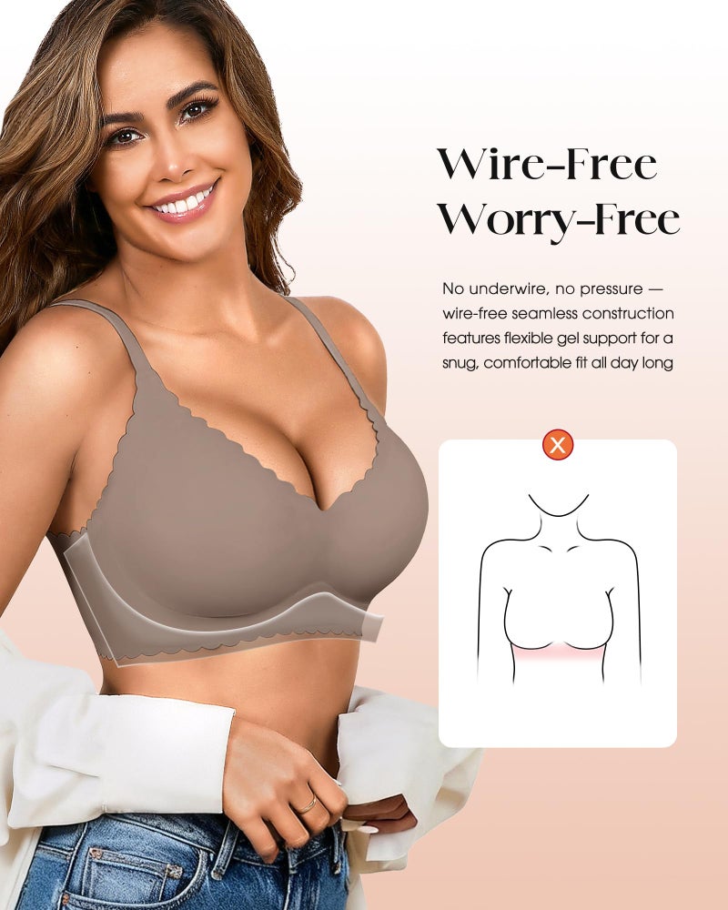 DEANGELMON Wireless Seamless Bras for Women with Support - No Wire Push Up Womens Bra - No Underwire Padded Comfort Bralettes Breast Lift for Back Fat - Coverage Comfortable Bralette Wirefree 3 Pack(3P3,L) - Image 5