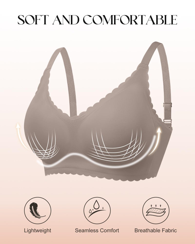 DEANGELMON Wireless Seamless Bras for Women with Support - No Wire Push Up Womens Bra - No Underwire Padded Comfort Bralettes Breast Lift for Back Fat - Coverage Comfortable Bralette Wirefree 3 Pack(3P3,L) - Image 2