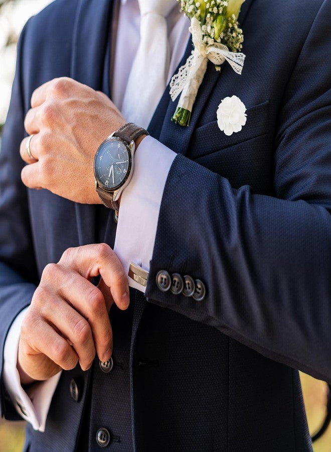 PATIKIL Flower Boutonnieres Pin, 1 Pcs Lapel Pin for Men Camellia Flower for Suit Wedding Graduation Anniversary Brooch Graduation Outfit Accessories, White - Image 4