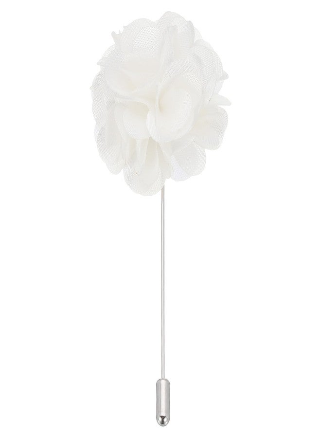 PATIKIL Flower Boutonnieres Pin, 1 Pcs Lapel Pin for Men Camellia Flower for Suit Wedding Graduation Anniversary Brooch Graduation Outfit Accessories, White - Image 1