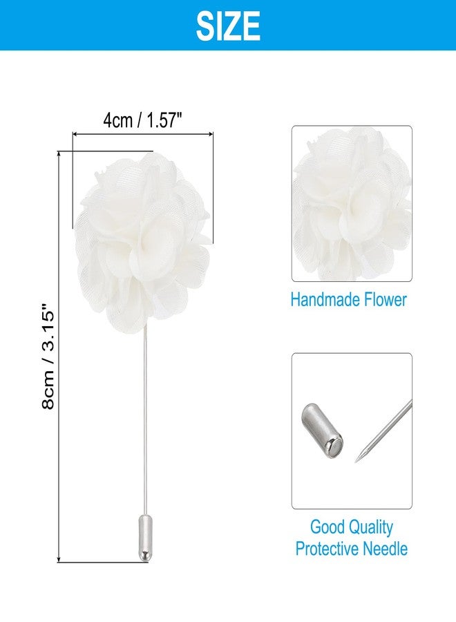 PATIKIL Flower Boutonnieres Pin, 1 Pcs Lapel Pin for Men Camellia Flower for Suit Wedding Graduation Anniversary Brooch Graduation Outfit Accessories, White - Image 2