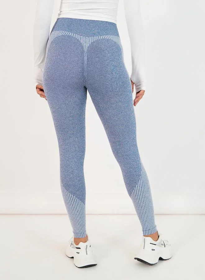 Styli Melange Jacquard Wide Waistband Scrunch Back Leggings