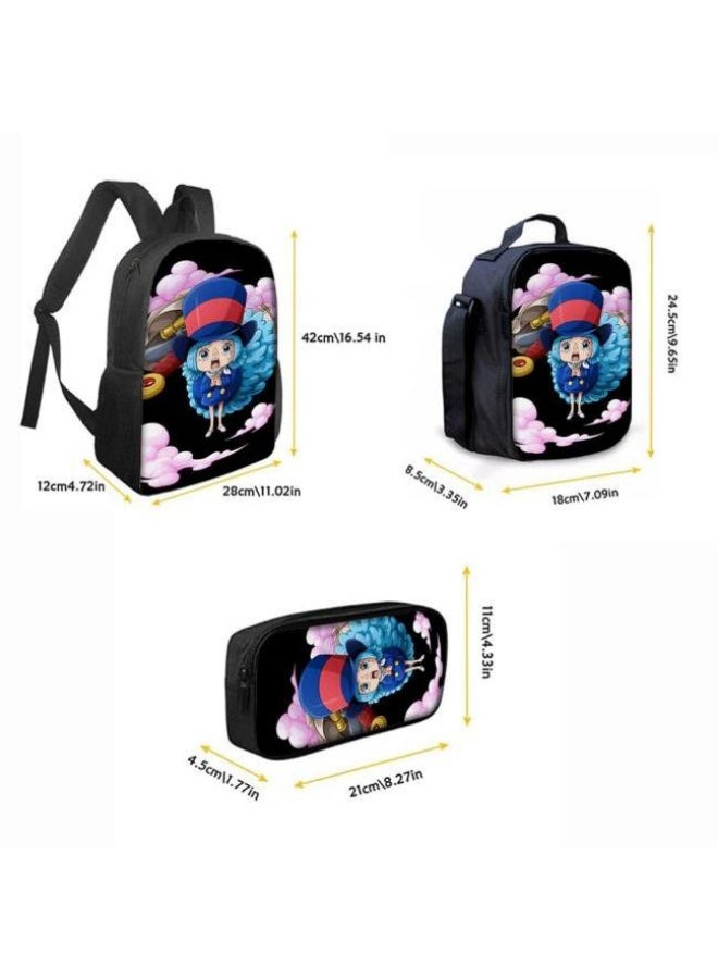 general The latest universal cartoon printed three piece practical bag combination (suitable for students, children, friends, outings, mountain climbing, etc.) - Image 3