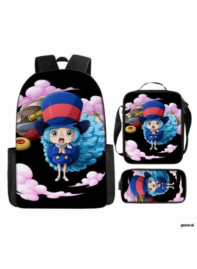 general The latest universal cartoon printed three piece practical bag combination (suitable for students, children, friends, outings, mountain climbing, etc.) - Image 1