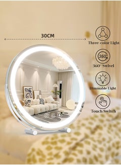 ETG 30cm Vanity Mirror with Lights, LED Makeup Mirror, Round Mirror Lighted Makeup Mirror, Smart Touch Control 3 Colors Dimmable Mirror 360°Rotation  - Image 5