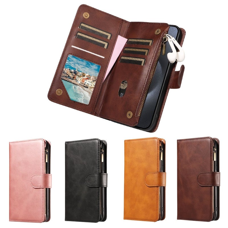 حافظة هاتف سوداء من الجلد الصناعي القابل للطي لهاتف Galaxy Note 10 مع حامل - Image 2