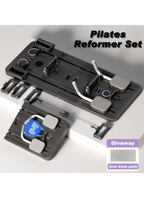 Reformer Board, Foldable 5-In-1 Sliding Pilates Equipment With Timer, Resistance Bands & Kneeling Pads For Home Workouts